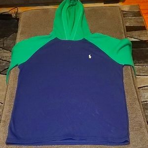 long sleeve hooded polo shirt